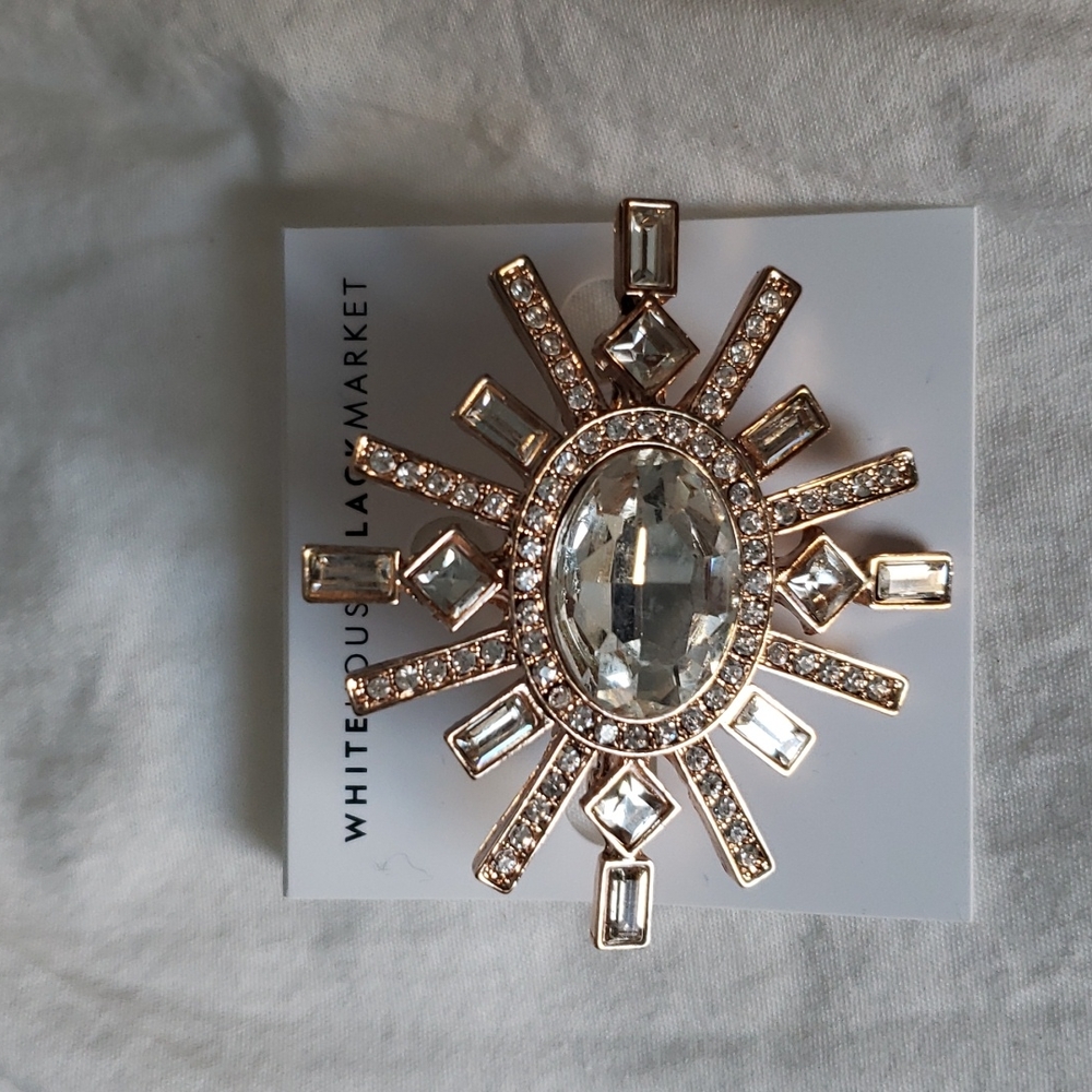 Rose gold and crystal brooch